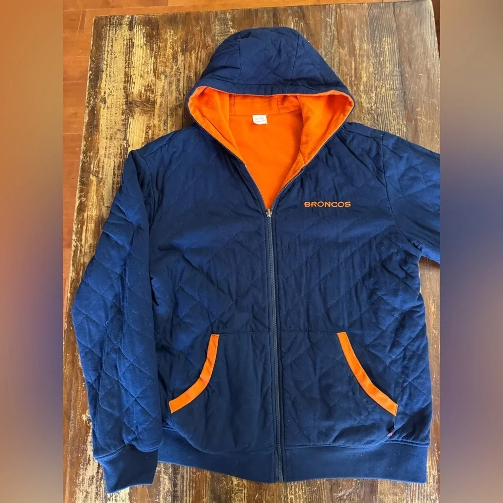 NFL Denver Broncos Navy Blue/Orange Reversible Quilted Jacket - Picture 4 of 9